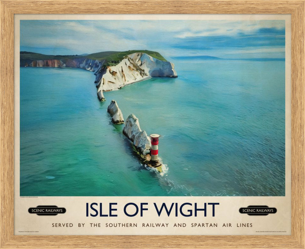 Vintage travel poster- Isle of Wight, The Needles - Scenic Railways