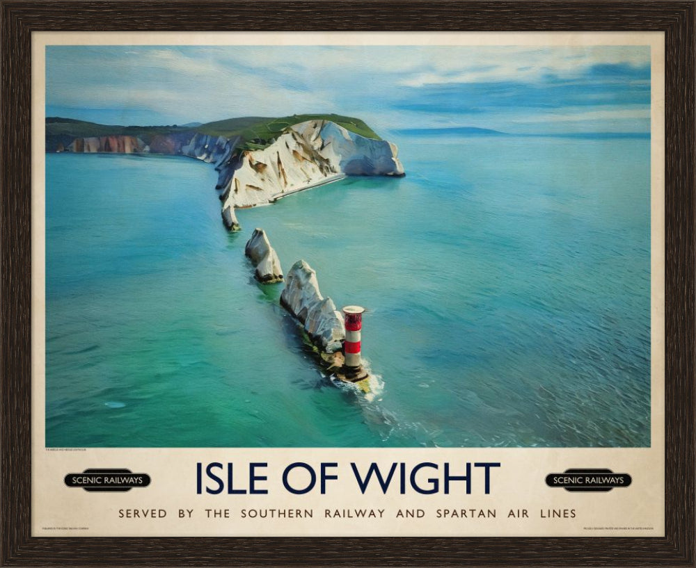 Vintage travel poster- Isle of Wight, The Needles - Scenic Railways