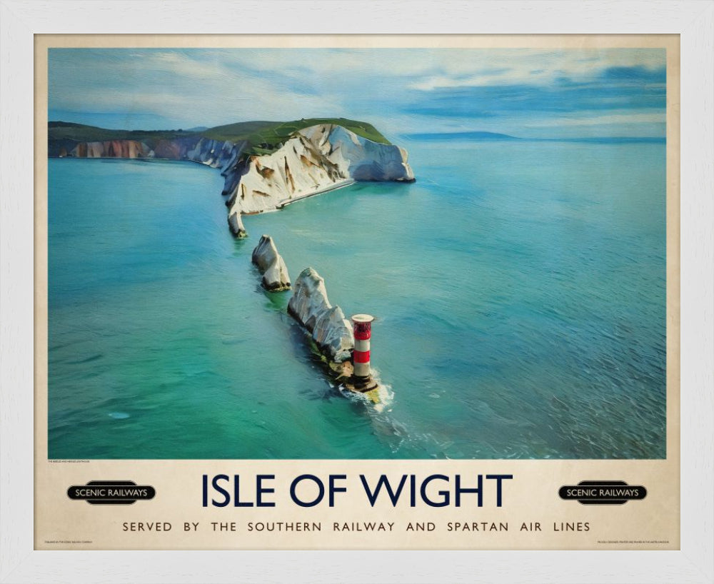 Vintage travel poster- Isle of Wight, The Needles - Scenic Railways