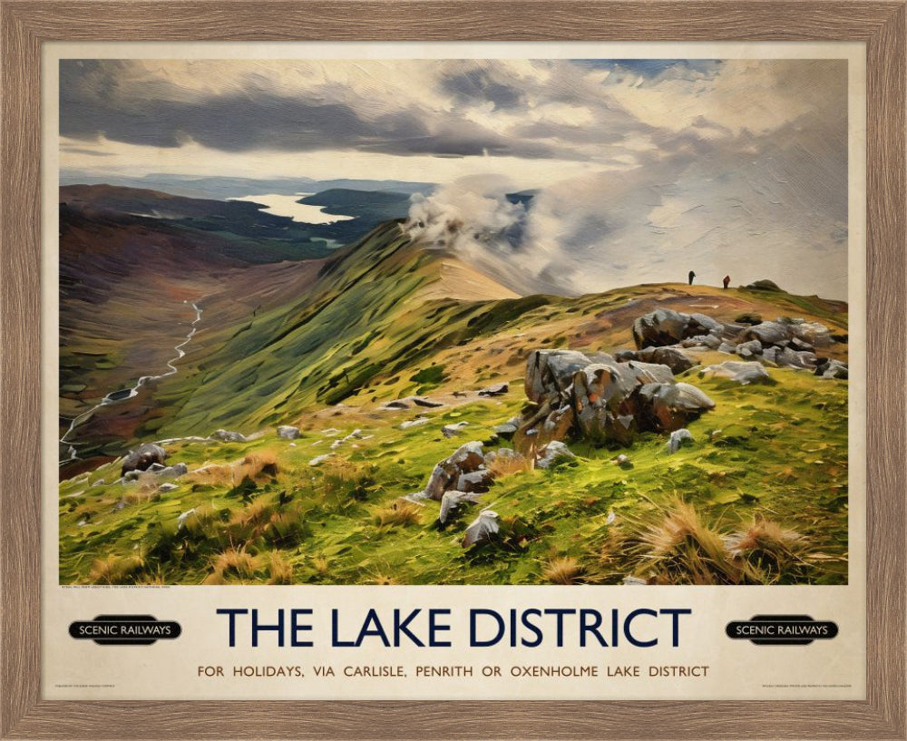 Vintage travel poster- The Lake District, Cumbria - Scenic Railways