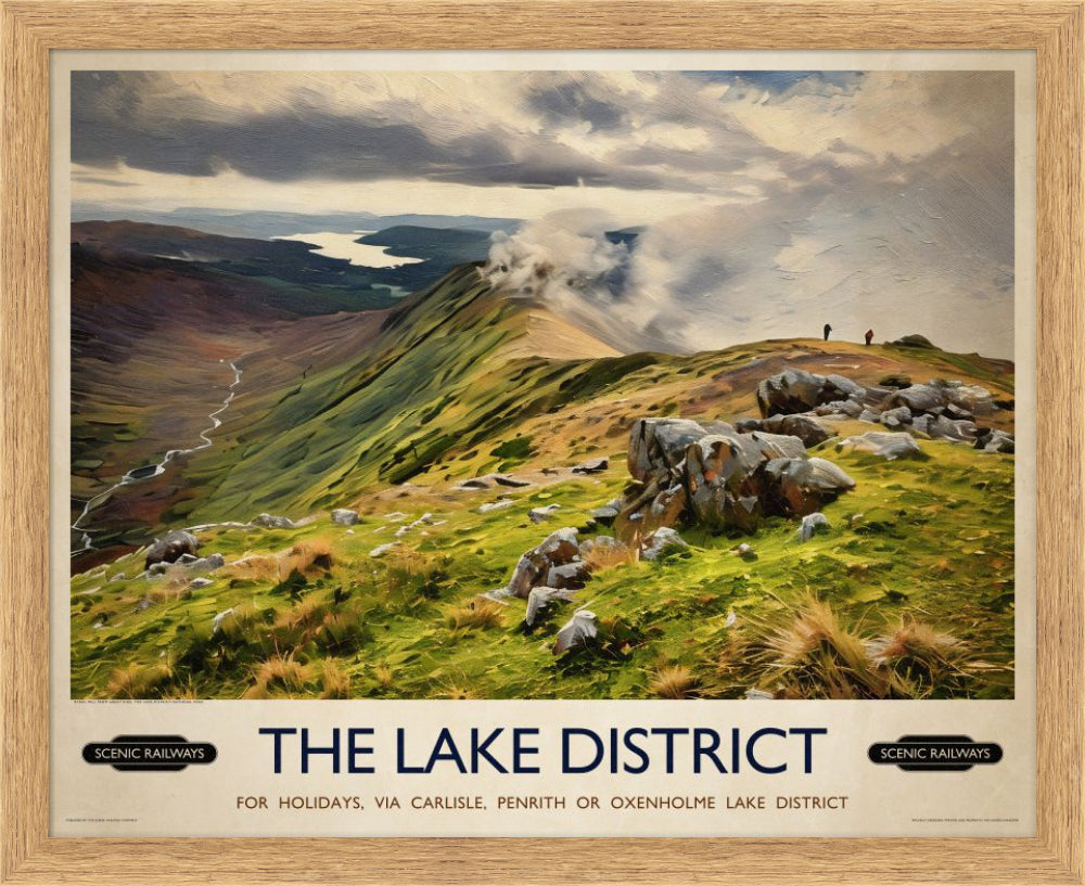 Vintage travel poster- The Lake District, Cumbria - Scenic Railways