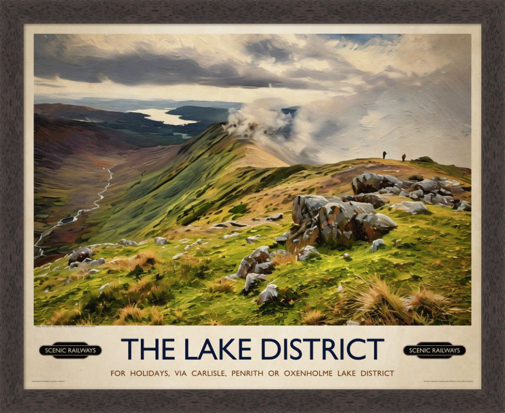 Vintage travel poster- The Lake District, Cumbria - Scenic Railways