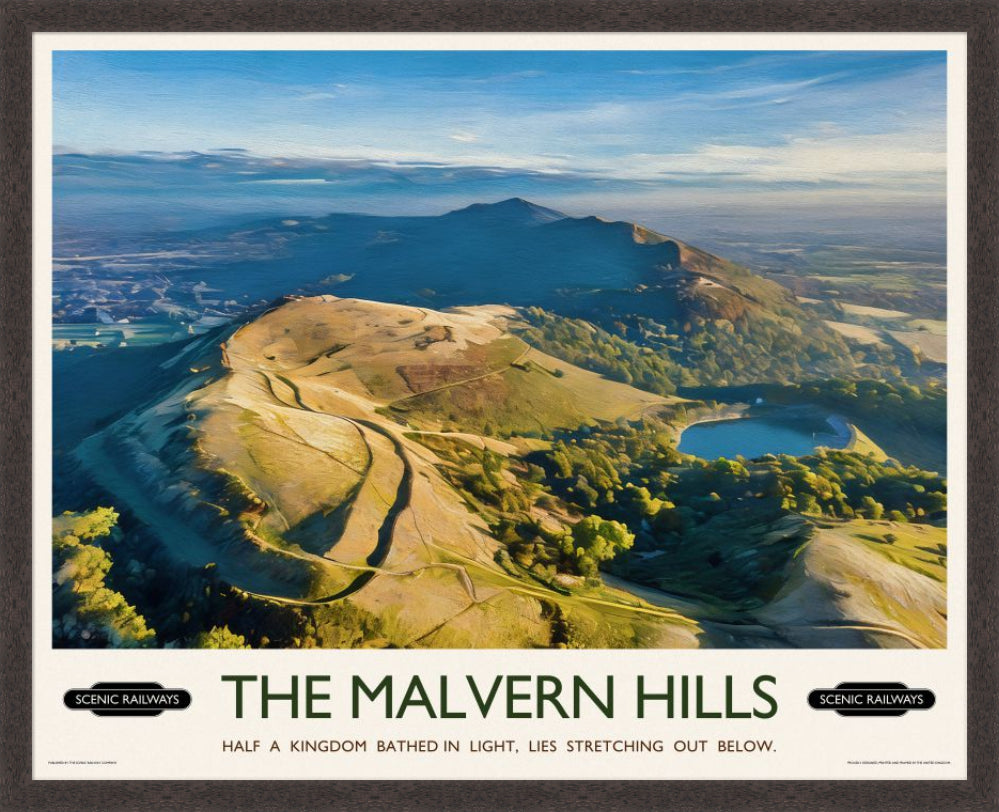 Vintage travel poster- The Malvern Hills, Worcestershire - Scenic Railways