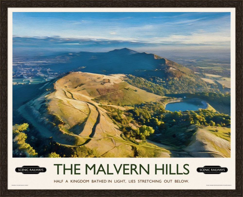 Vintage travel poster- The Malvern Hills, Worcestershire - Scenic Railways