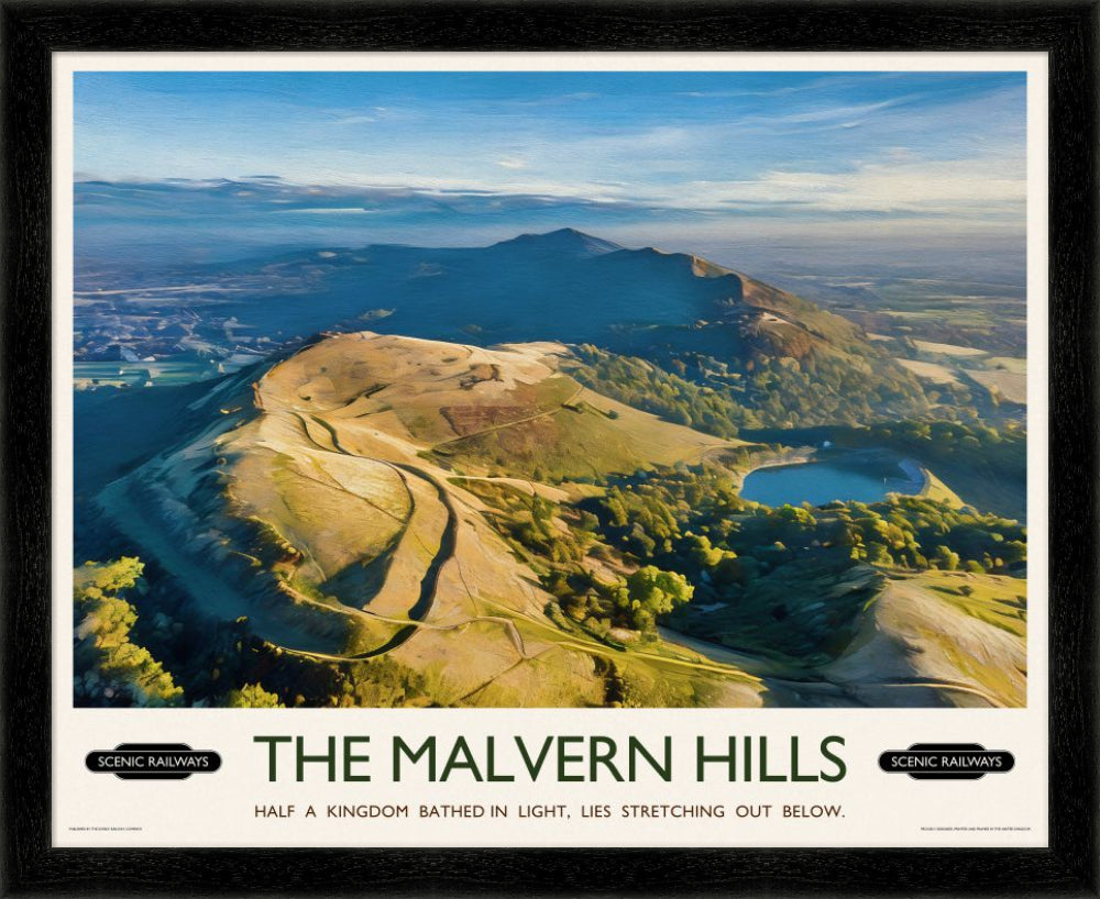 Vintage travel poster- The Malvern Hills, Worcestershire - Scenic Railways