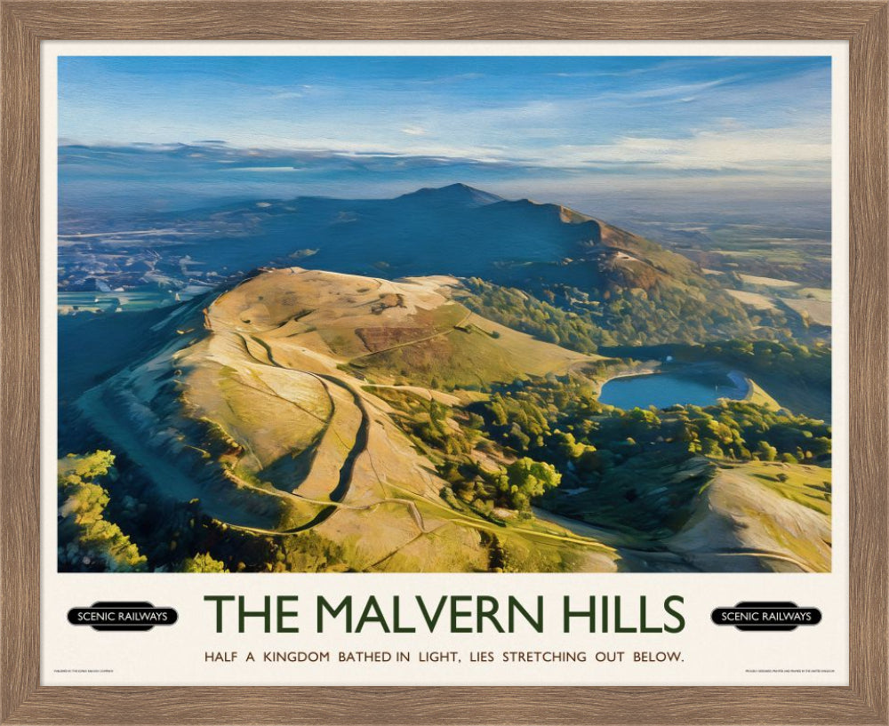 Vintage travel poster- The Malvern Hills, Worcestershire - Scenic Railways