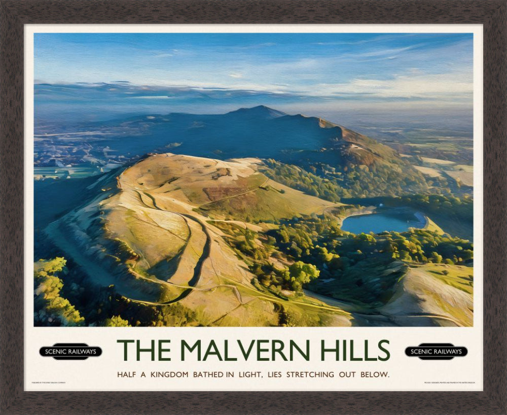 Vintage travel poster- The Malvern Hills, Worcestershire - Scenic Railways
