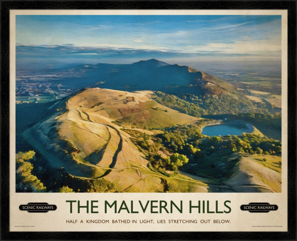 Vintage travel poster- The Malvern Hills, Worcestershire - Scenic Railways