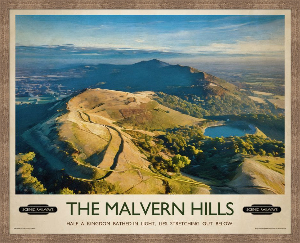 Vintage travel poster- The Malvern Hills, Worcestershire - Scenic Railways