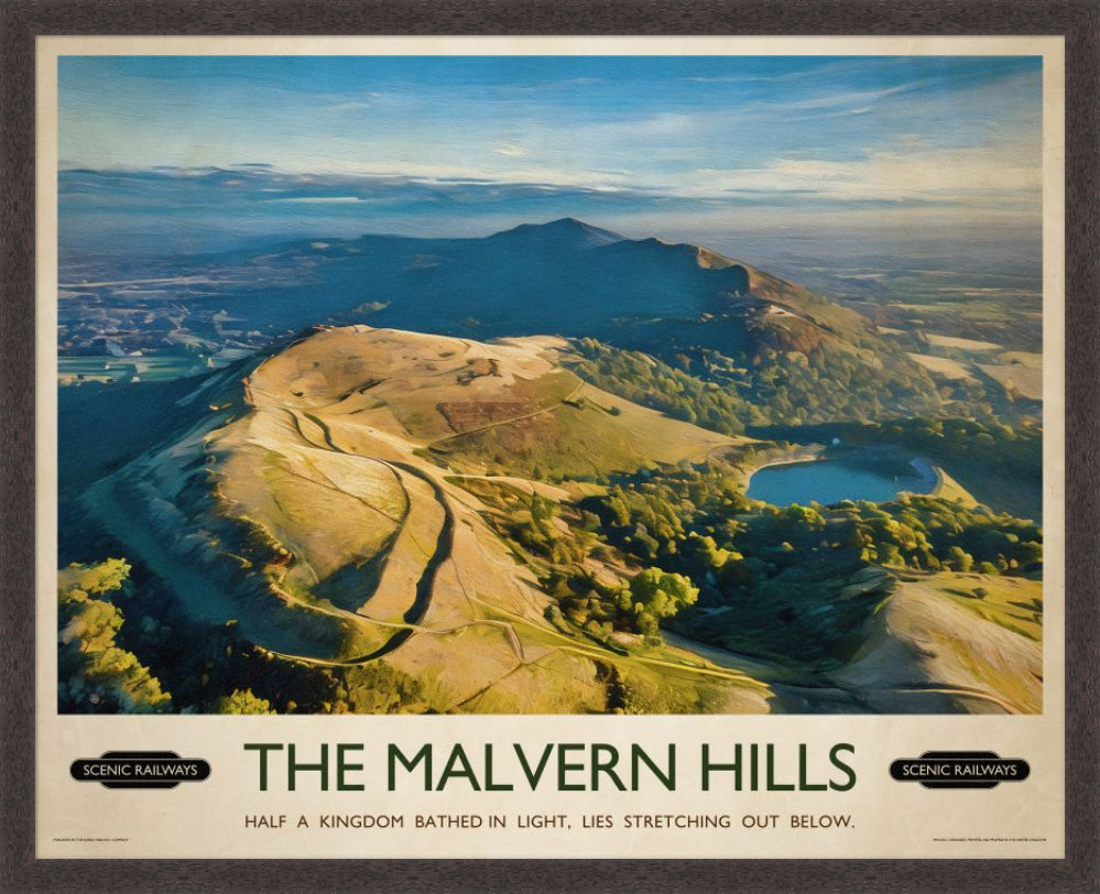 Vintage travel poster- The Malvern Hills, Worcestershire - Scenic Railways