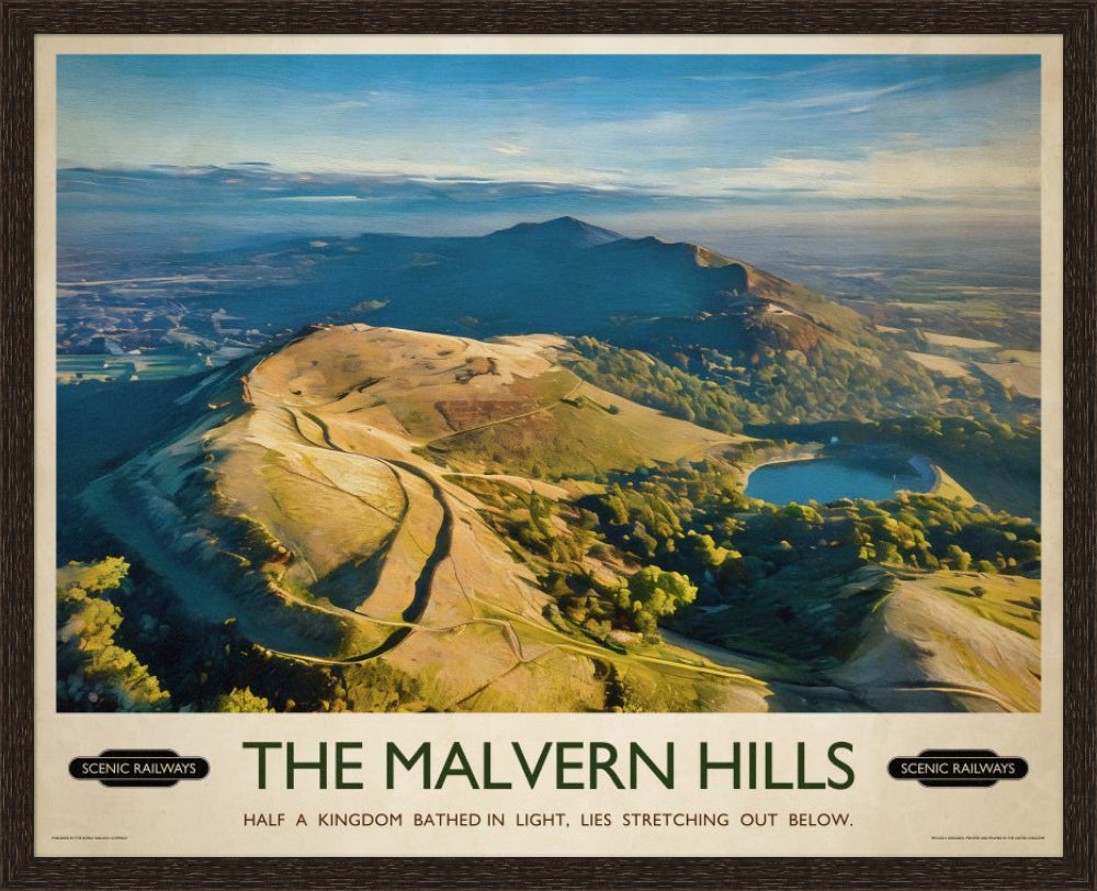 Vintage travel poster- The Malvern Hills, Worcestershire - Scenic Railways