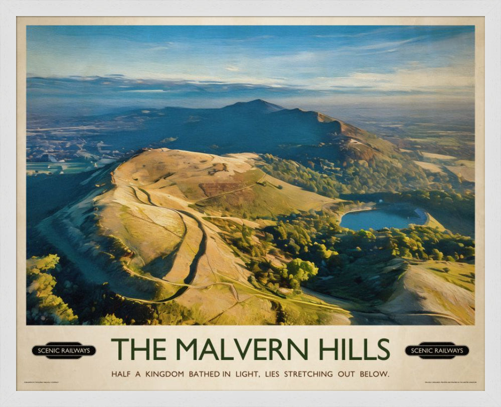 Vintage travel poster- The Malvern Hills, Worcestershire - Scenic Railways