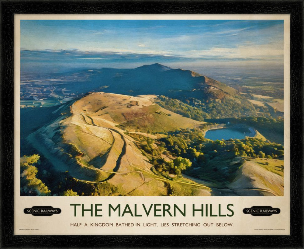 Vintage travel poster- The Malvern Hills, Worcestershire - Scenic Railways