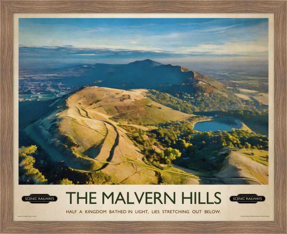 Vintage travel poster- The Malvern Hills, Worcestershire - Scenic Railways