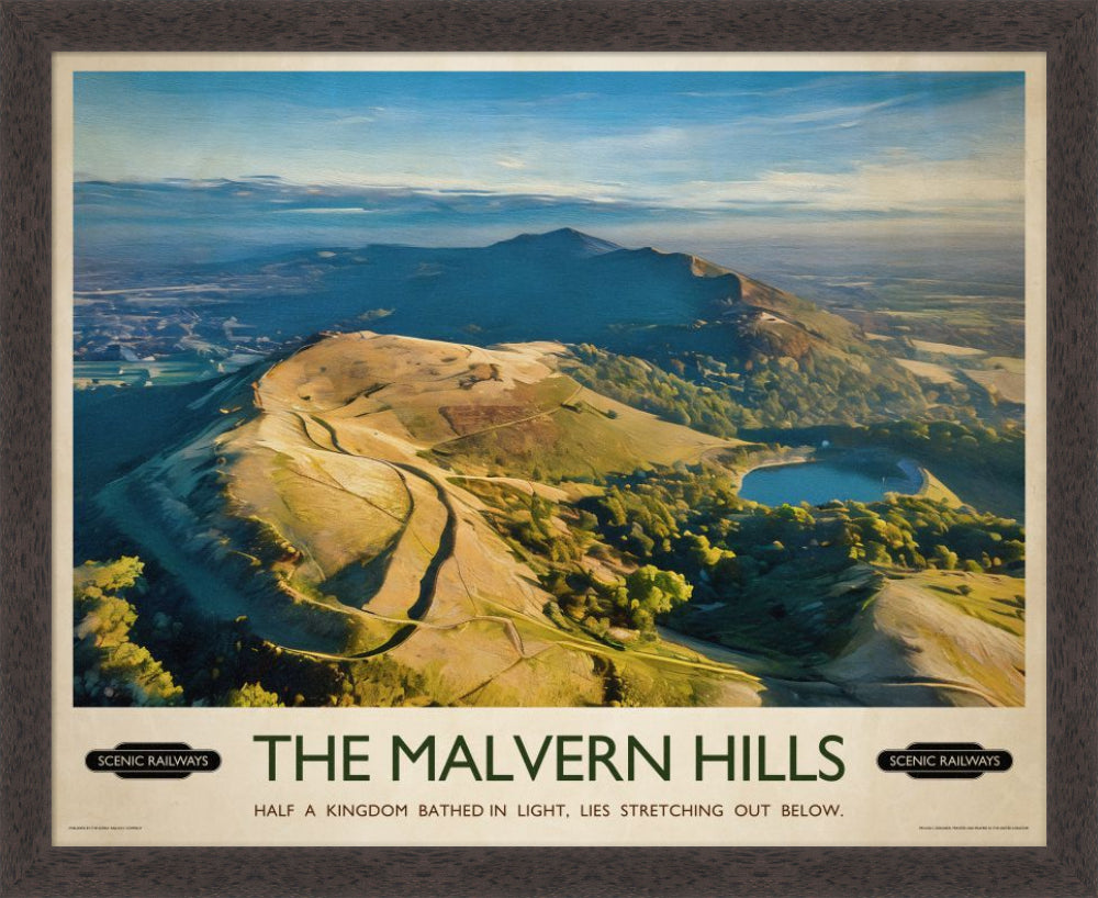 Vintage travel poster- The Malvern Hills, Worcestershire - Scenic Railways