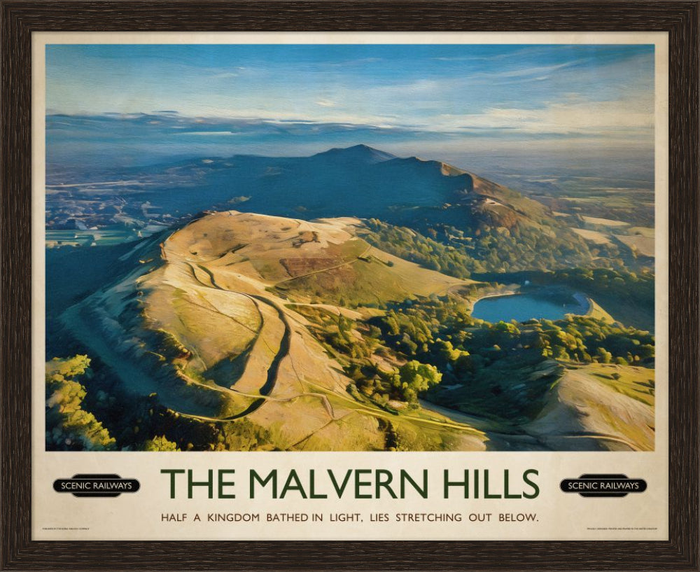 Vintage travel poster- The Malvern Hills, Worcestershire - Scenic Railways