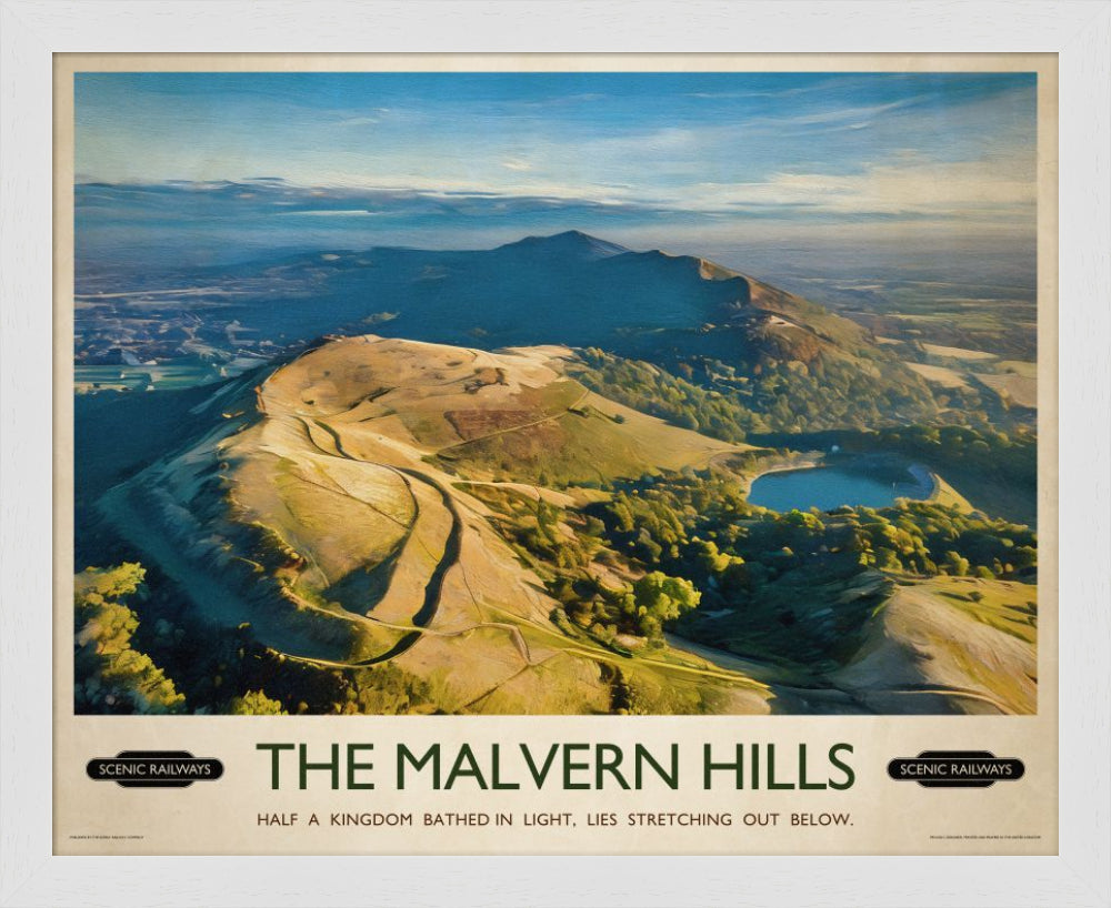 Vintage travel poster- The Malvern Hills, Worcestershire - Scenic Railways