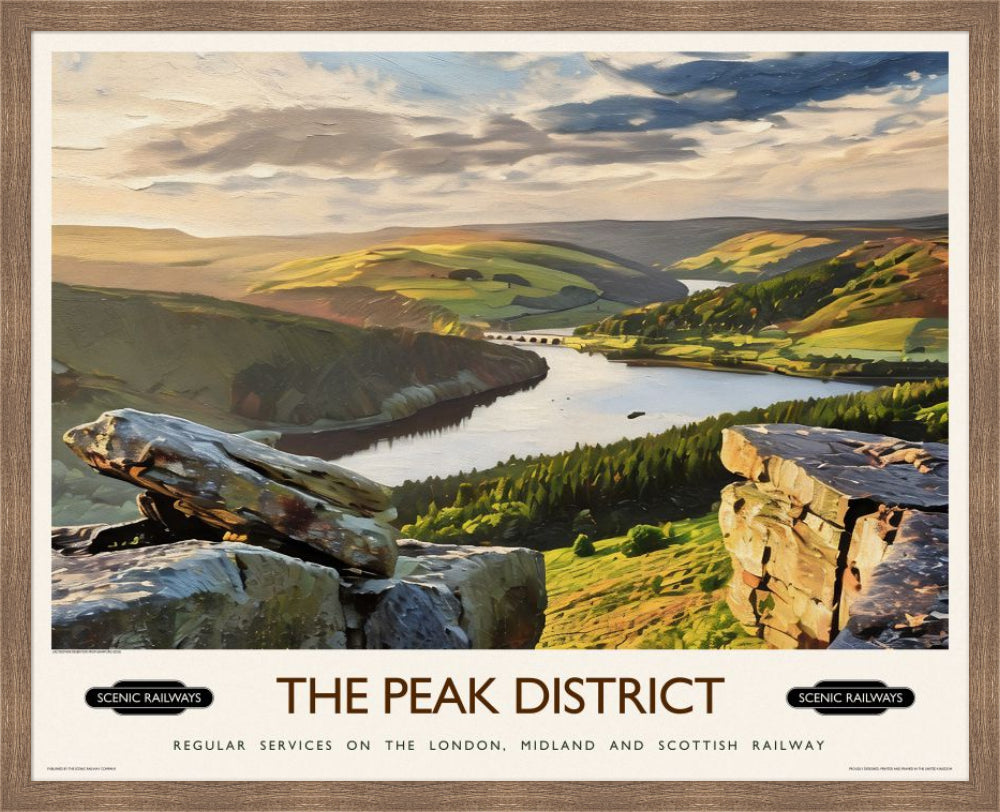 Vintage travel poster- The Peak District, Derbyshire - Scenic Railways