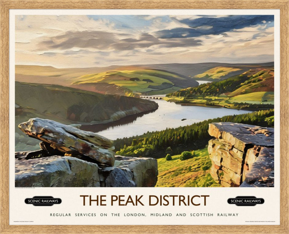 Vintage travel poster- The Peak District, Derbyshire - Scenic Railways