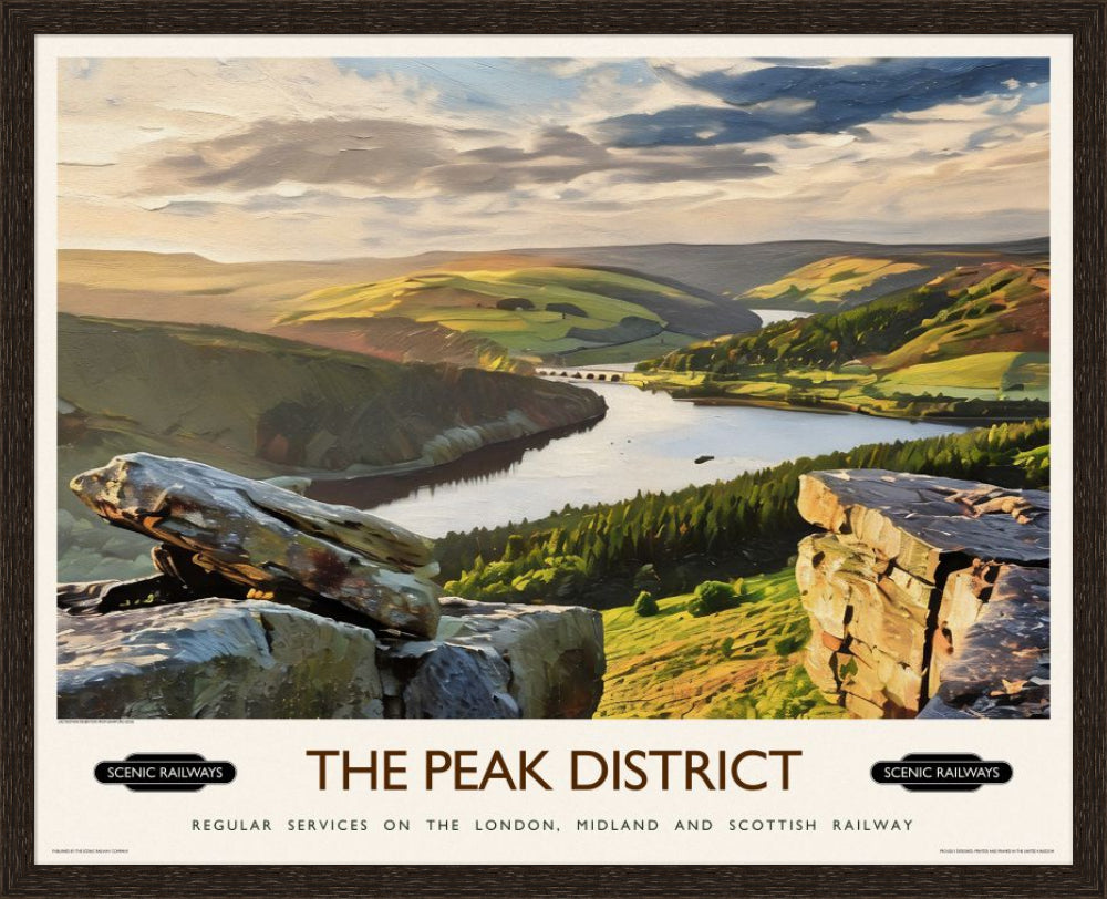 Vintage travel poster- The Peak District, Derbyshire - Scenic Railways