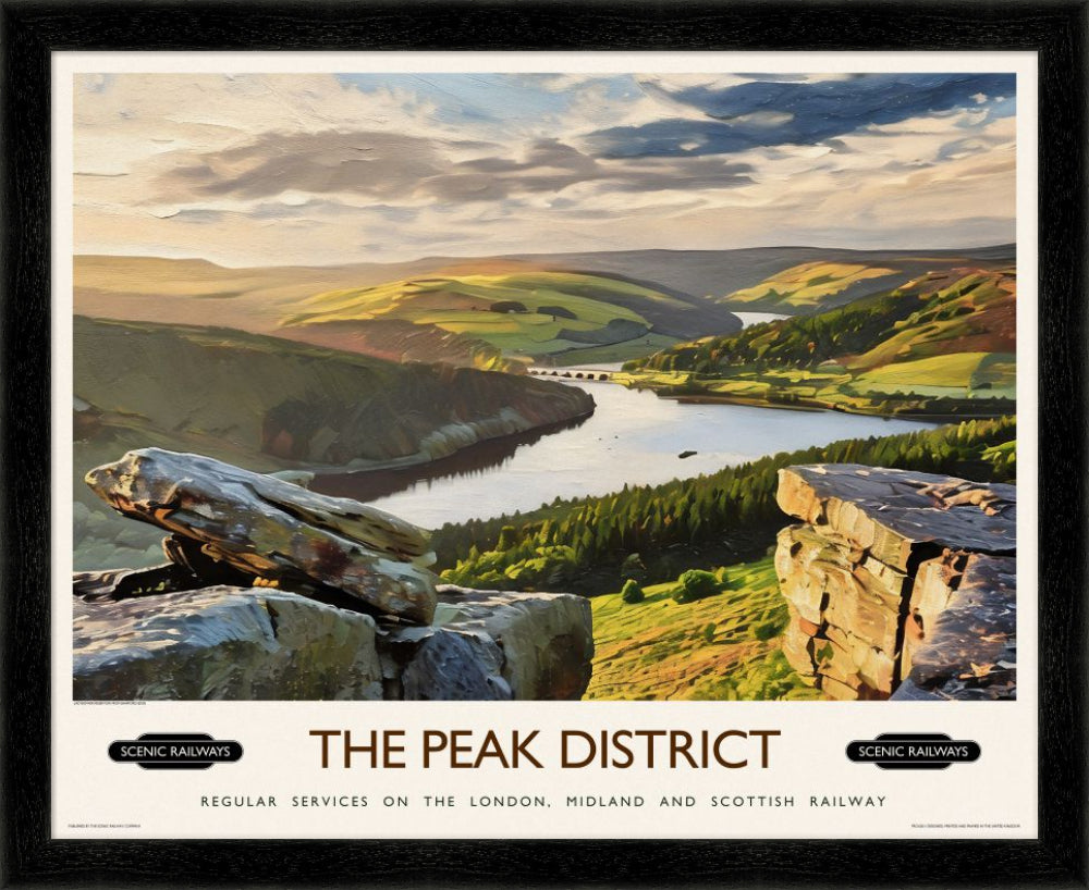 Vintage travel poster- The Peak District, Derbyshire - Scenic Railways