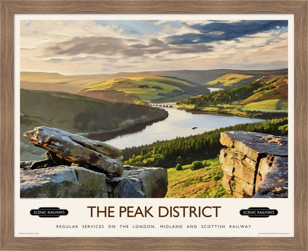 Vintage travel poster- The Peak District, Derbyshire - Scenic Railways
