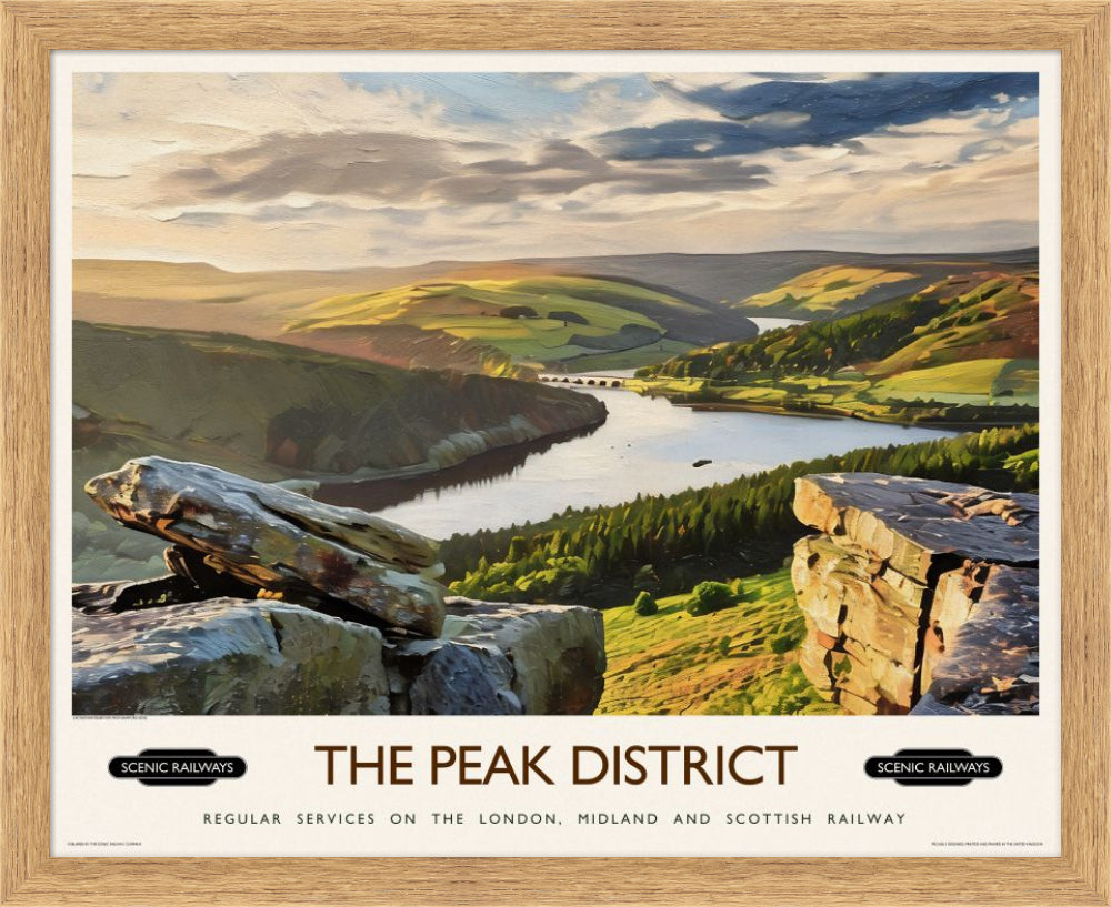 Vintage travel poster- The Peak District, Derbyshire - Scenic Railways