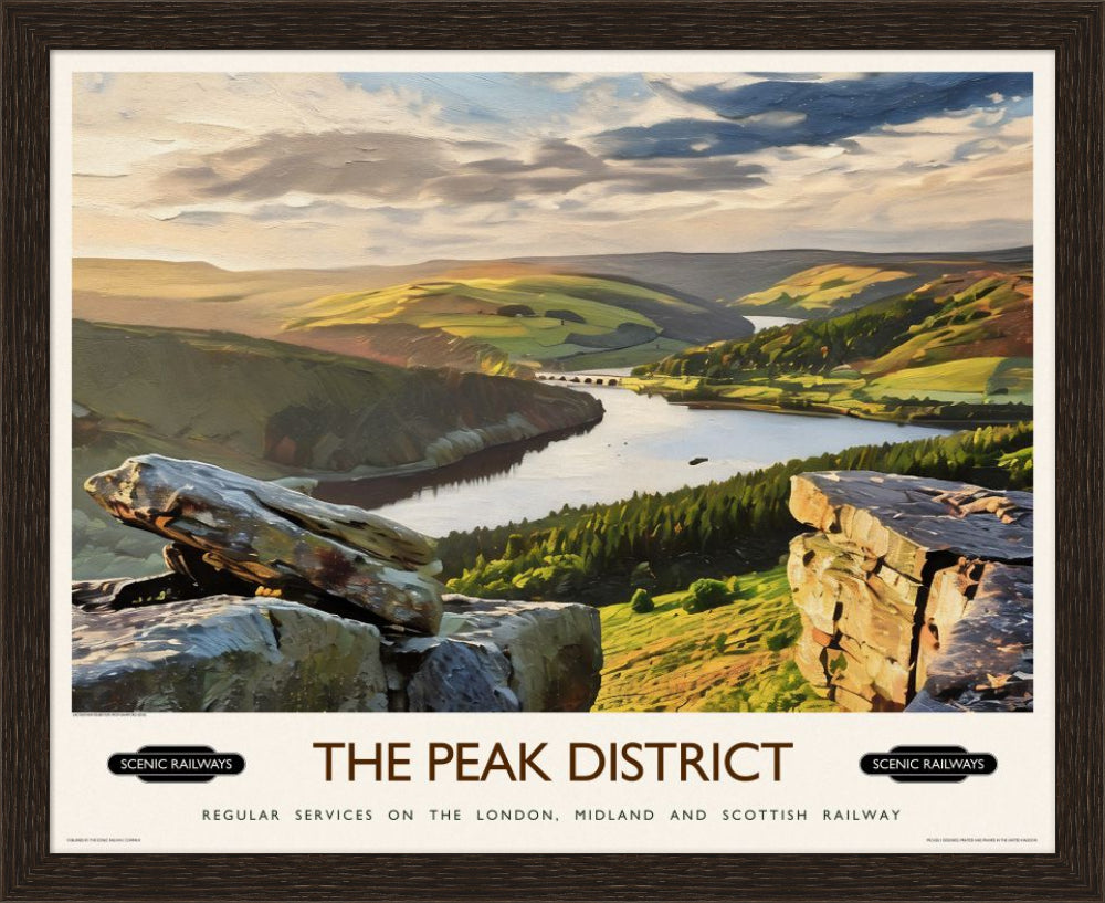 Vintage travel poster- The Peak District, Derbyshire - Scenic Railways