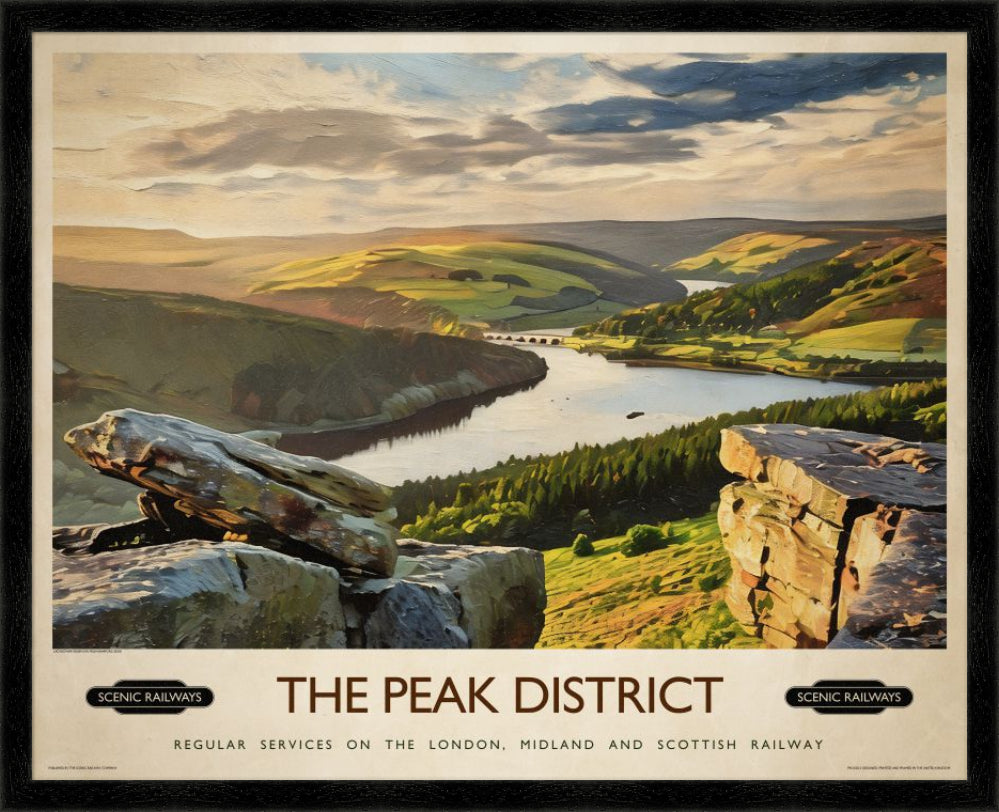 Vintage travel poster- The Peak District, Derbyshire - Scenic Railways