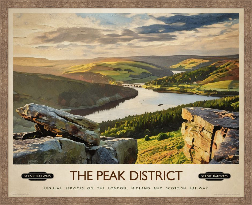 Vintage travel poster- The Peak District, Derbyshire - Scenic Railways
