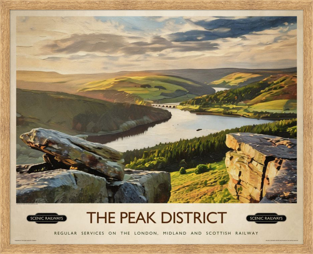 Vintage travel poster- The Peak District, Derbyshire - Scenic Railways