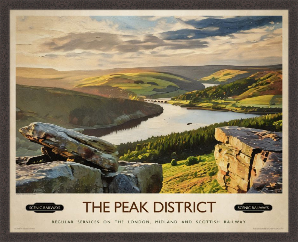Vintage travel poster- The Peak District, Derbyshire - Scenic Railways