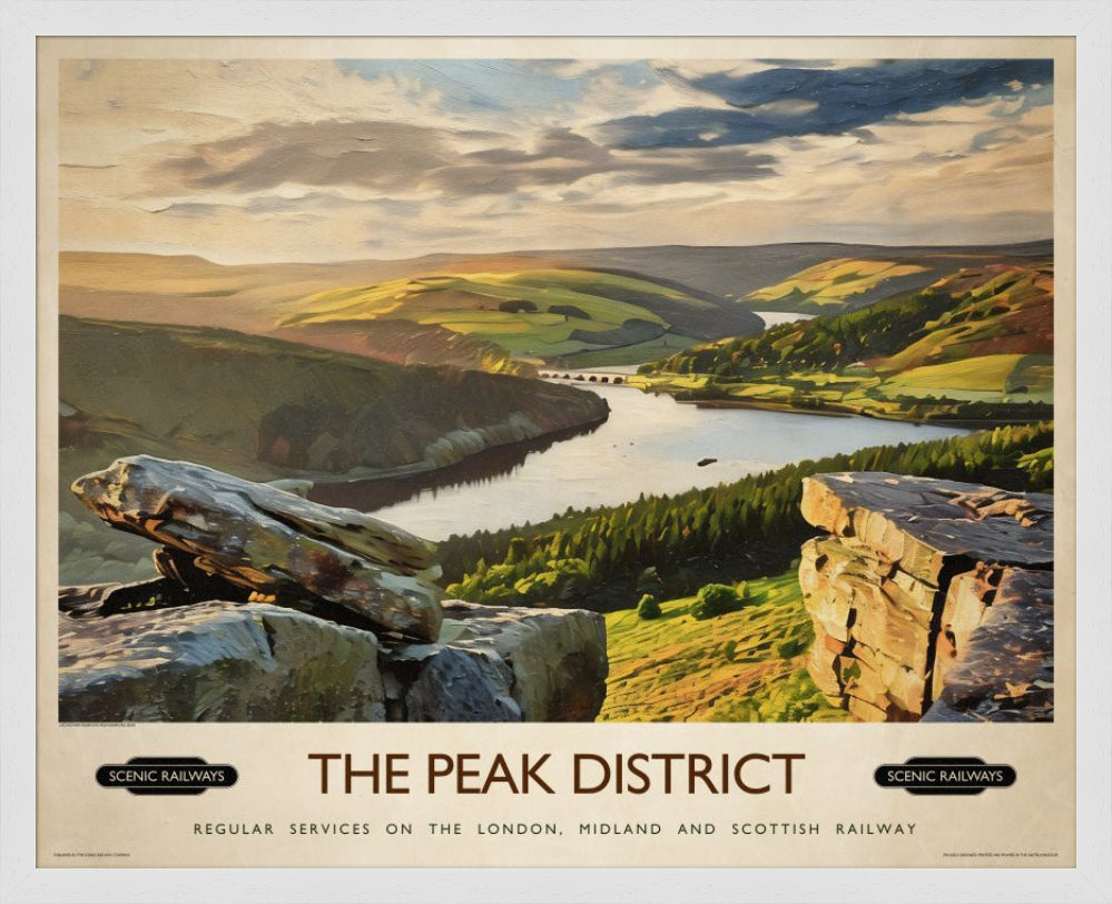 Vintage travel poster- The Peak District, Derbyshire - Scenic Railways