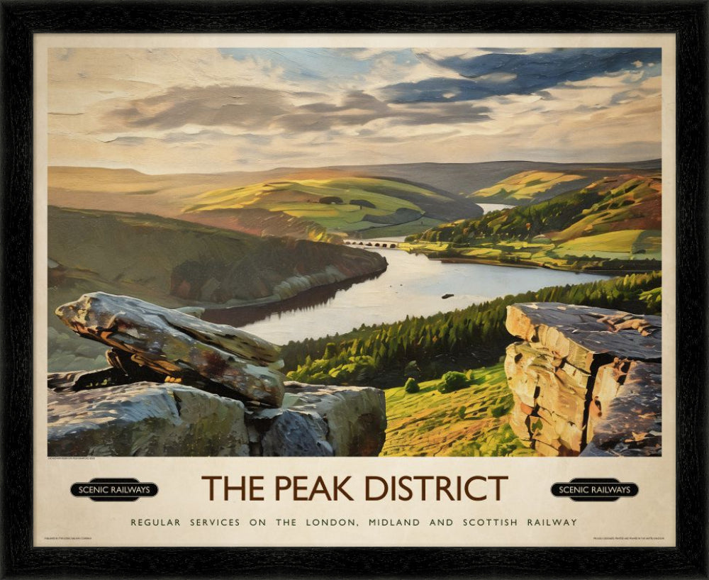 Vintage travel poster- The Peak District, Derbyshire - Scenic Railways