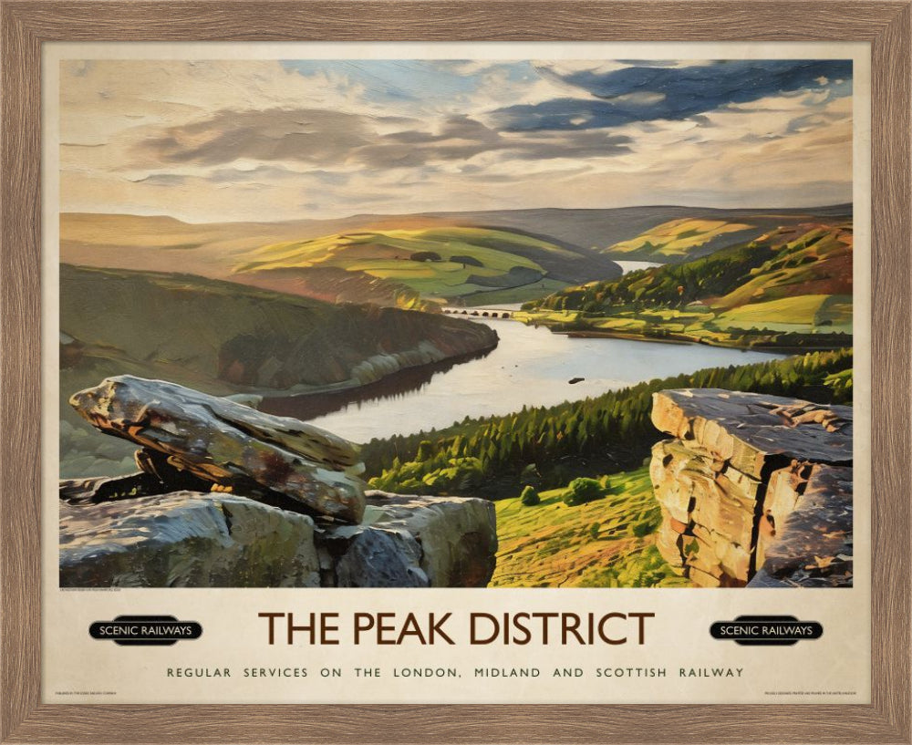 Vintage travel poster- The Peak District, Derbyshire - Scenic Railways