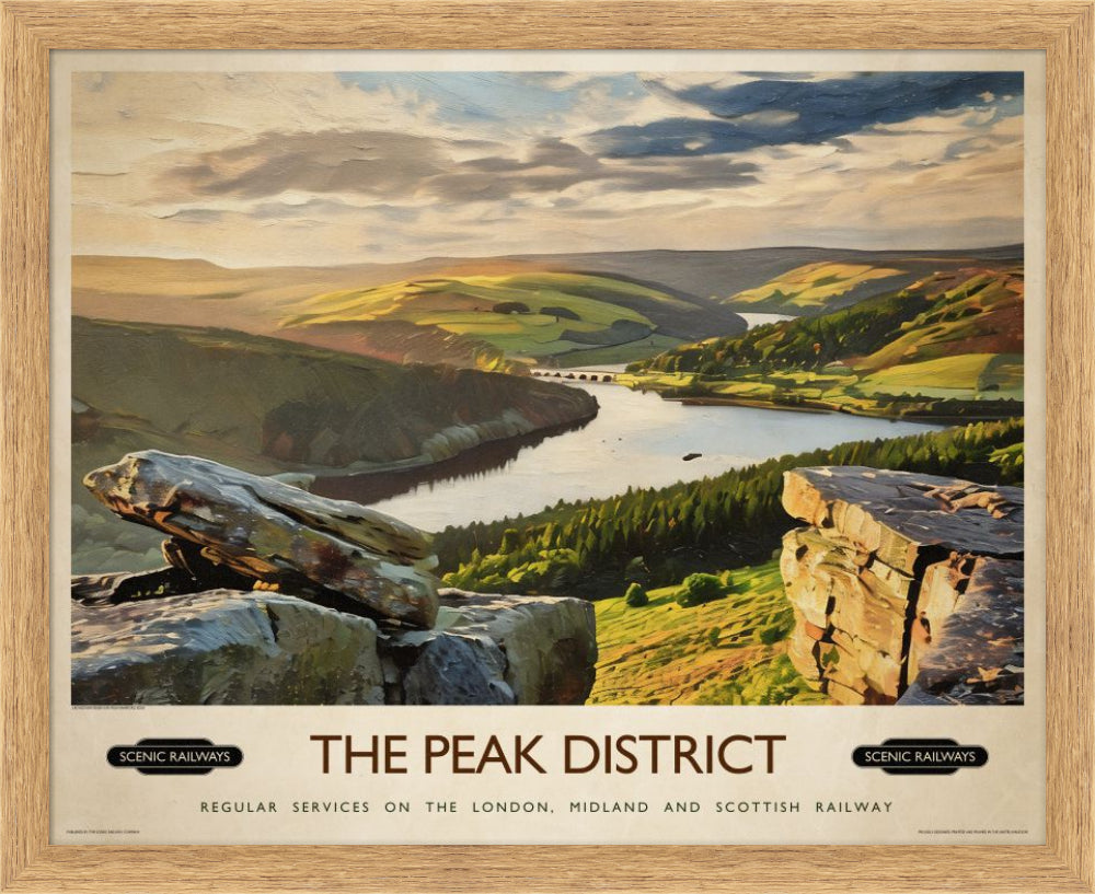 Vintage travel poster- The Peak District, Derbyshire - Scenic Railways