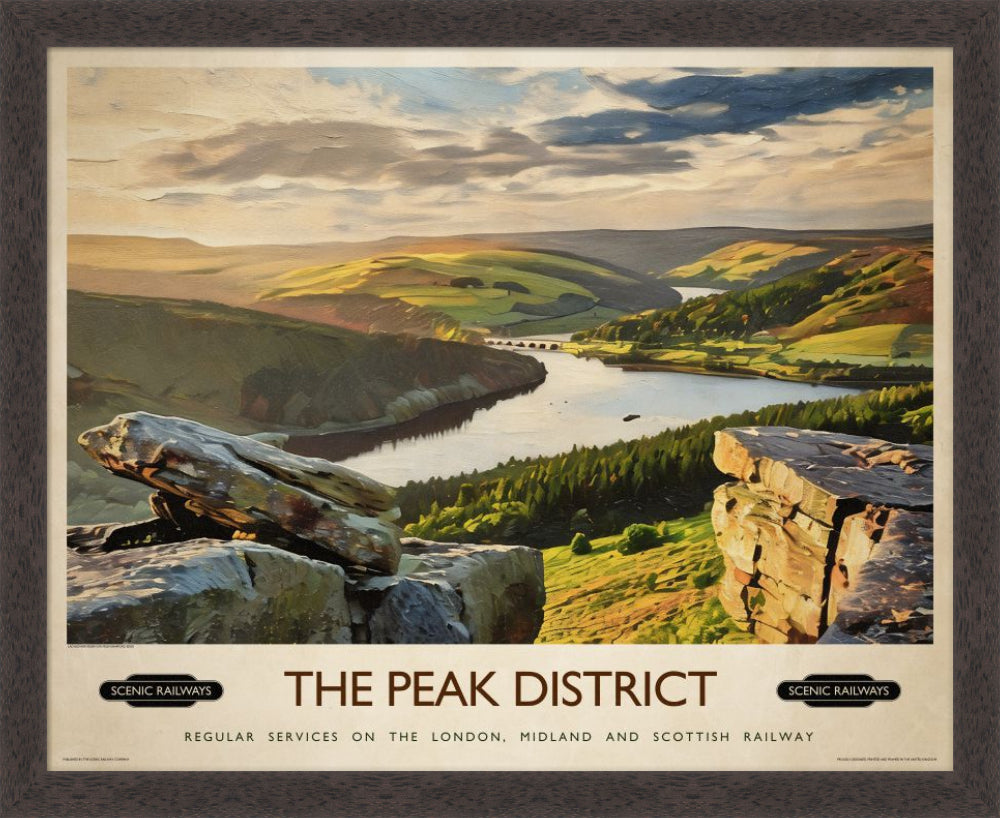 Vintage travel poster- The Peak District, Derbyshire - Scenic Railways