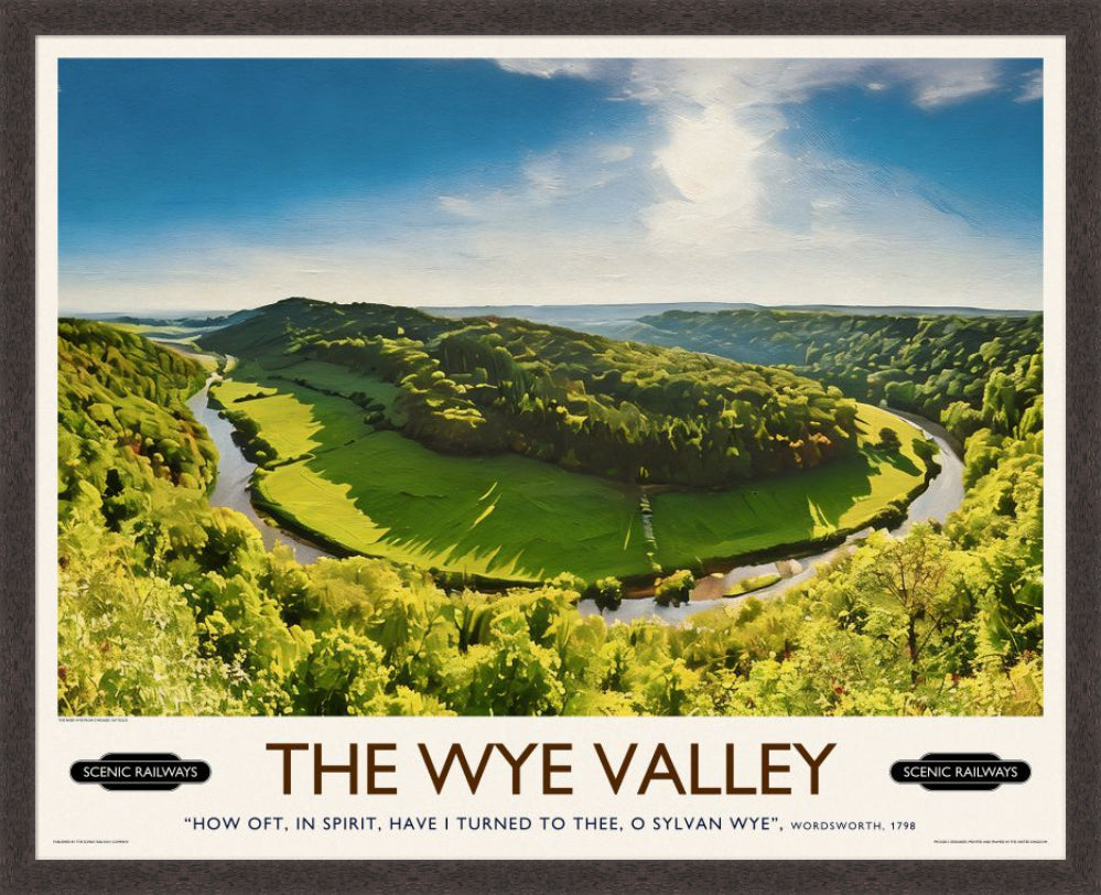 Vintage travel poster- The Wye Valley, Herefordshire - Scenic Railways