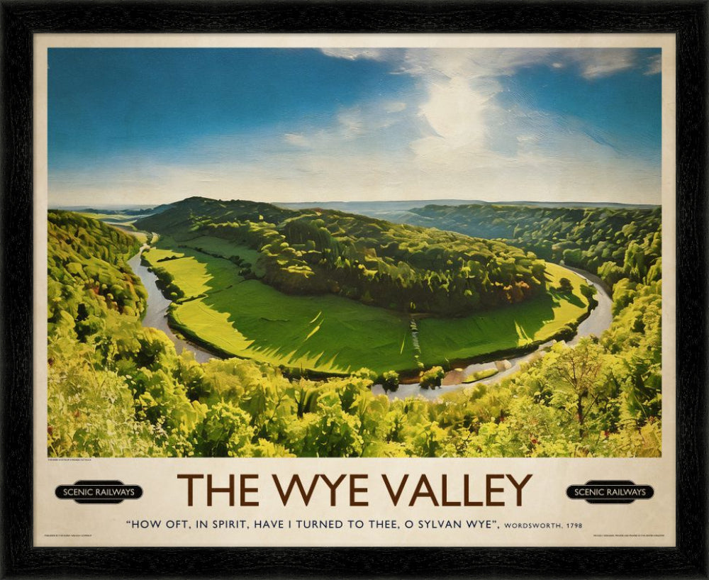 Vintage travel poster- The Wye Valley, Herefordshire - Scenic Railways