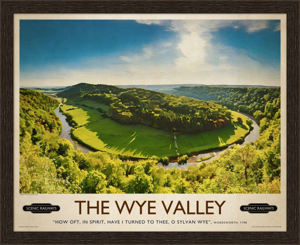 Vintage travel poster- The Wye Valley, Herefordshire - Scenic Railways