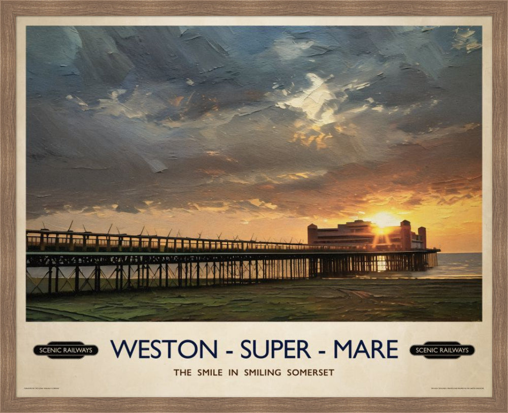 Vintage travel poster- Weston-super-Mare, Somerset - Scenic Railways