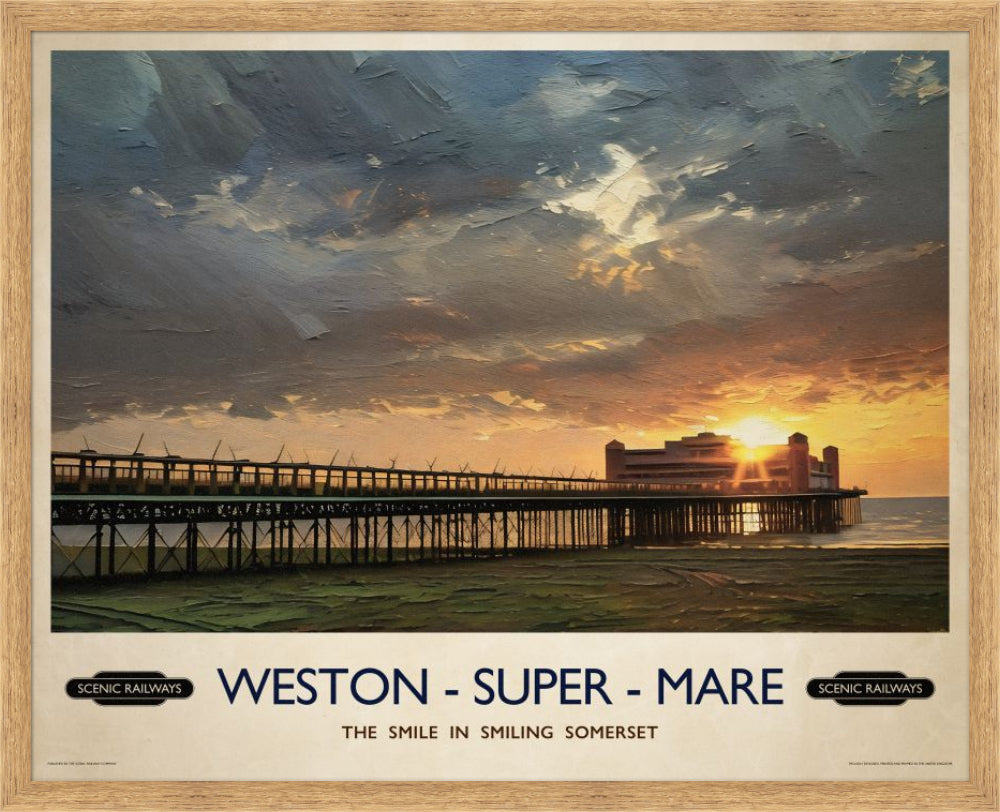 Vintage travel poster- Weston-super-Mare, Somerset - Scenic Railways