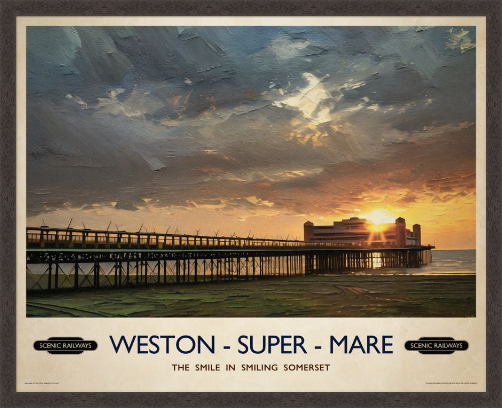 Vintage travel poster- Weston-super-Mare, Somerset - Scenic Railways