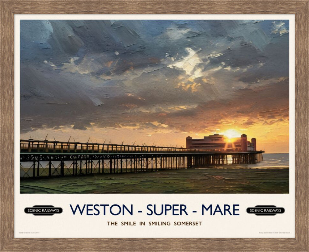 Vintage travel poster- Weston-super-Mare, Somerset - Scenic Railways