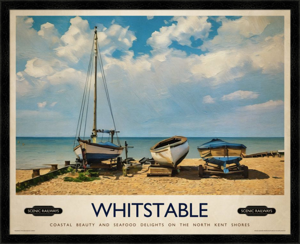Vintage travel poster- Whitstable, Kent - Scenic Railways