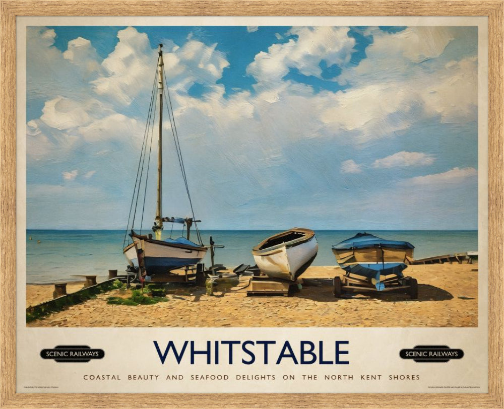 Vintage travel poster- Whitstable, Kent - Scenic Railways