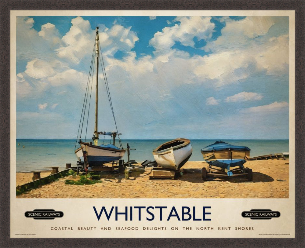 Vintage travel poster- Whitstable, Kent - Scenic Railways