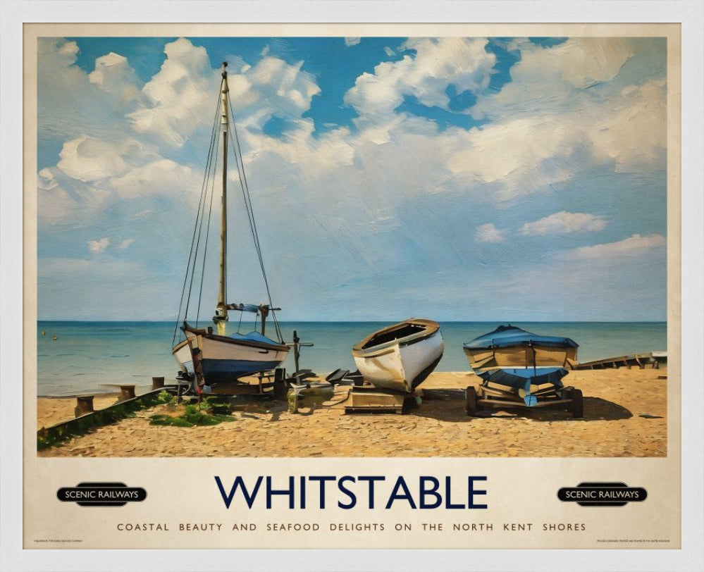 Vintage travel poster- Whitstable, Kent - Scenic Railways