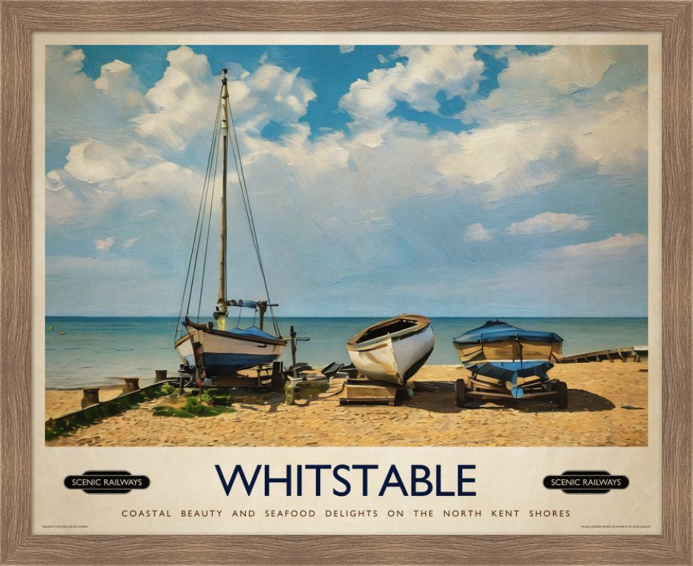 Vintage travel poster- Whitstable, Kent - Scenic Railways