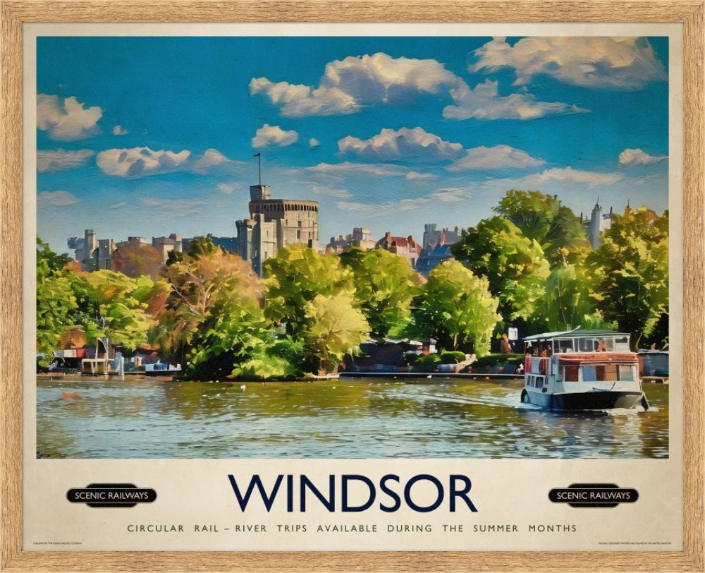 Vintage travel poster- Windsor, Berkshire - Scenic Railways